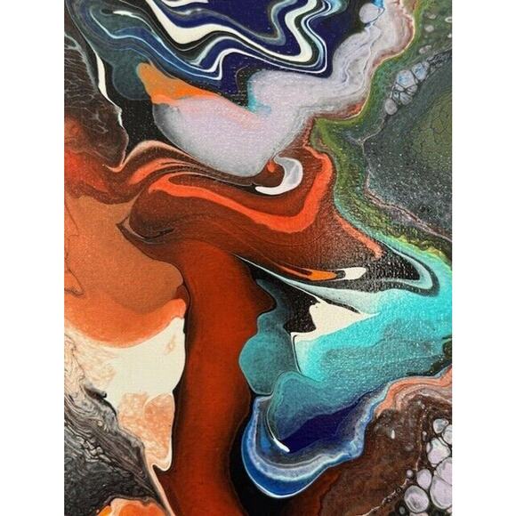 Titled Watchful Woodpecker Original Abstract Acrylic Painting 10X20 on Canvas - Picture 5 of 5